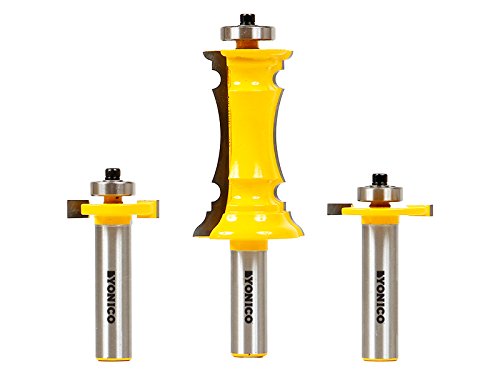 YONICO Router Bits Set Miter Frame Molding 3 Bit 1/2-Inch Shank 12230 3 Bit Set - 1/2" Shank