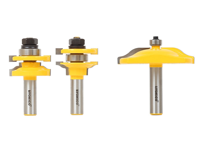 YONICO Raised Panel Cabinet Door Rail and Stile Router Bits Set 3 Bit Ogee 1/2-Inch Shank 12335 Ogee - 1/2" Shank