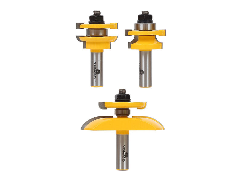 YONICO Raised Panel Cabinet Door Rail and Stile Router Bits Set 3 Bit Round Over 1/2-Inch Shank 12343 Round Over - 1/2" Shank