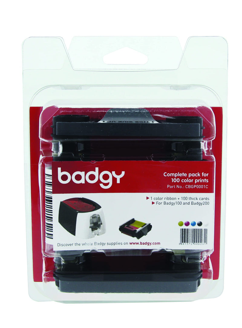 Badgy Color Ribbon and Cards Kit for 100 Printers - Badgy100 and Badgy200 Compatible