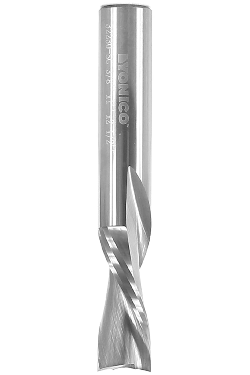 YONICO Downcut Router Bits Spiral 2 Flute Solid Carbide CNC End Mill 3/8-Inch Dia. 3/8-Inch Shank 32230-SC 3/8" Diameter - 1" Length