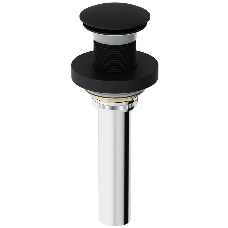 Vigo Bathroom Sink Pop Up Drain Without Overflow, Matte Black Drain Stopper with ClogFree QuickDrain Technology & Matching Mounting Ring