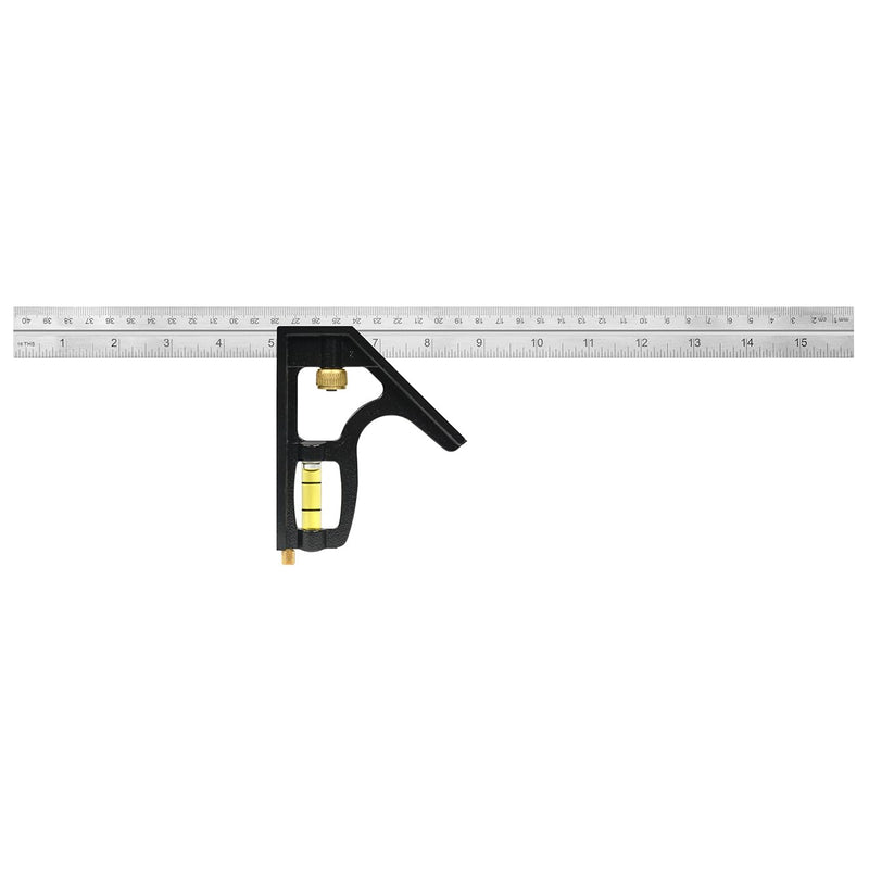 Johnson Level & Tool 420EM-S Heavy Duty Professional Inch/Metric Metal Combination Square, 16", Silver, 1 Square Inch/Metric Stainless Steel Combination