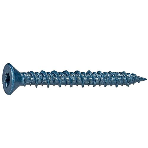 Torquemaster Blue Ruspert Star Drive Flat Head Masonry Screws, 100 Pieces - 3/16" x 4" Self-Tapping Concrete Masonry Screws, Fasteners for Interior & Exterior Construction, Repair