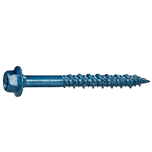 TorqueMaster Star Drive Hex Washer Head Masonry Screws, 100 Pieces with Drill Bit - 5/16" x 4" Concrete Masonry Screws, Rust Resistant High Strength 5/16" x 4"
