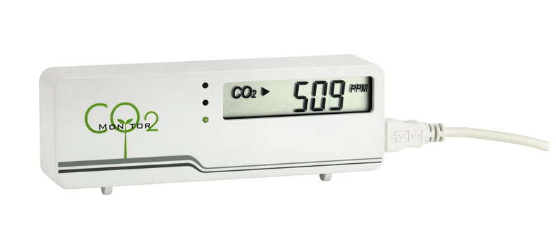TFA Dostmann AIRCO2NTROL MINI 31.5006.02 CO2 Monitor LED Traffic Light Indicator | Temperature, CO2 monitoring knife, air quality monitor, with USB cable, white