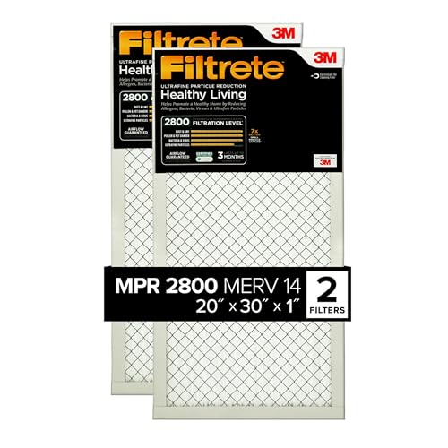 Filtrete 20x30x1 Air Filter, MERV 14, MPR 2800, 2 HVAC Filters White