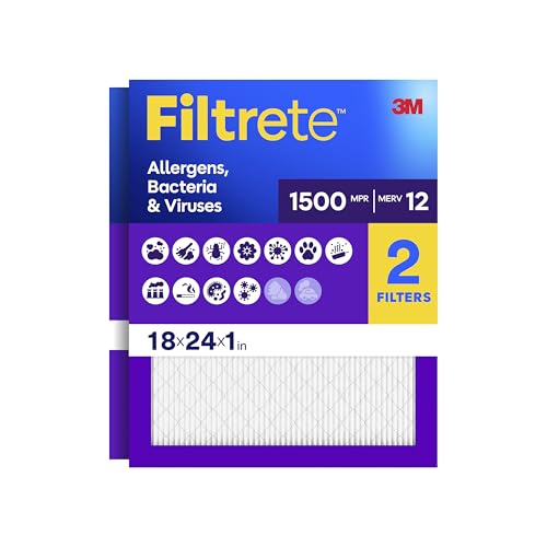 Filtrete 18x24x1 Air Filter, MERV 12, MPR 1500, 2 HVAC Filters