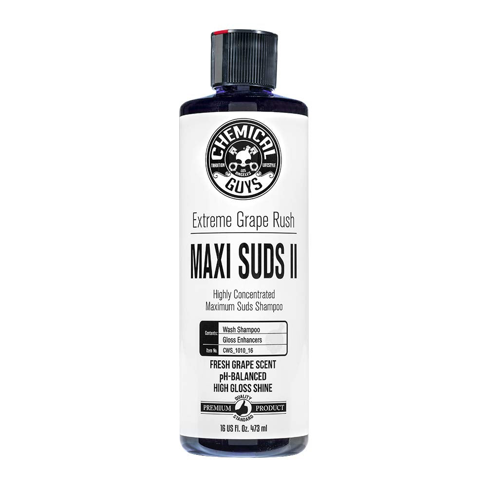 Chemical Guys CWS_1010_16 Maxi-Suds II Foaming Car Wash Soap (Works with Foam Cannons, Foam Guns or Bucket Washes) Safe for Cars, Trucks, Motorcycles, RVs & More, 16 fl. Oz, Grape Scent 16 Fl Oz (Pack of 1) Soap Only