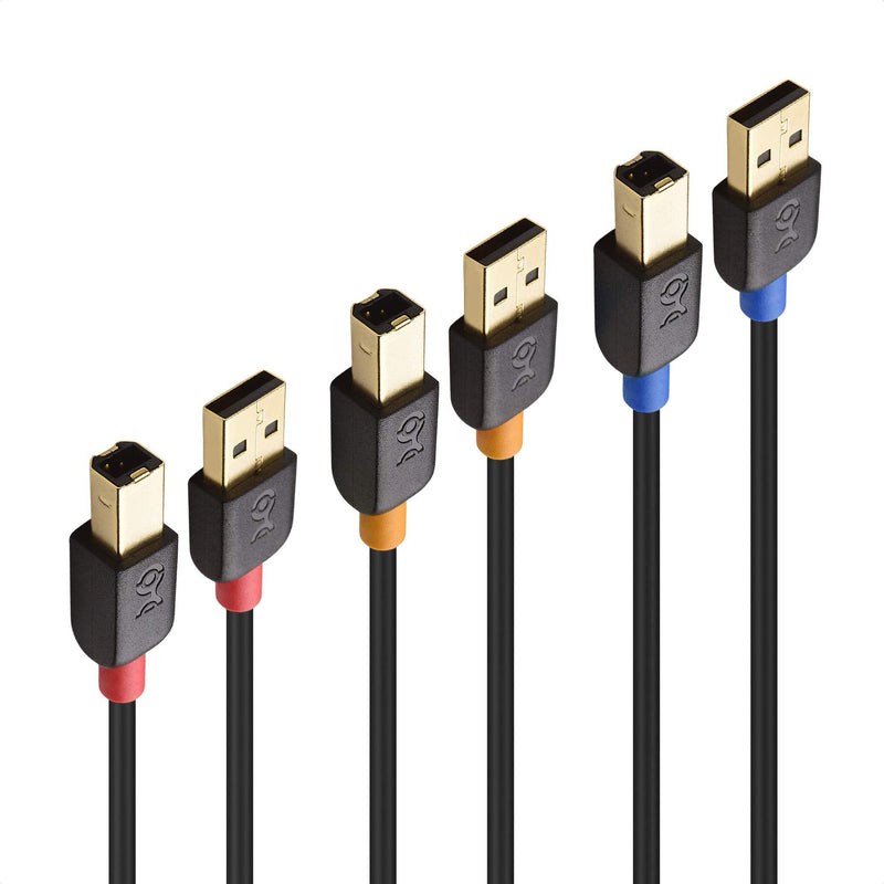 Cable Matters 3-Pack USB Cable/USB Printer Cable 3 ft, USB A to B Cable, USB 2.0 Cable Compatible with Printer, MIDI Controller, MIDI Keyboard and More - 3 Feet