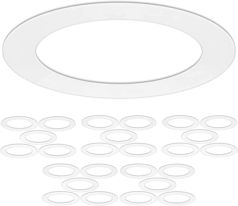 25 Pack Gloss White Goof Trim Ring for 6" Inch Recessed Can Lighting Down Light, Outer Diameter 8 Inches 25 Pack
