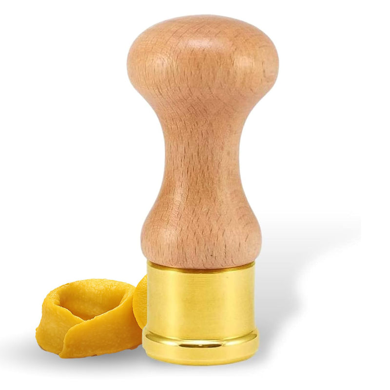 La Gondola Homemade Ravioli Stamp - Round Smooth 1.5in | Italian Pasta Making Tool for Home and Business | Brass & Natural Wood | Sturdy & Easy to Use Ravioli Stamp | Ravioli Cutter Made in Italy Round 42