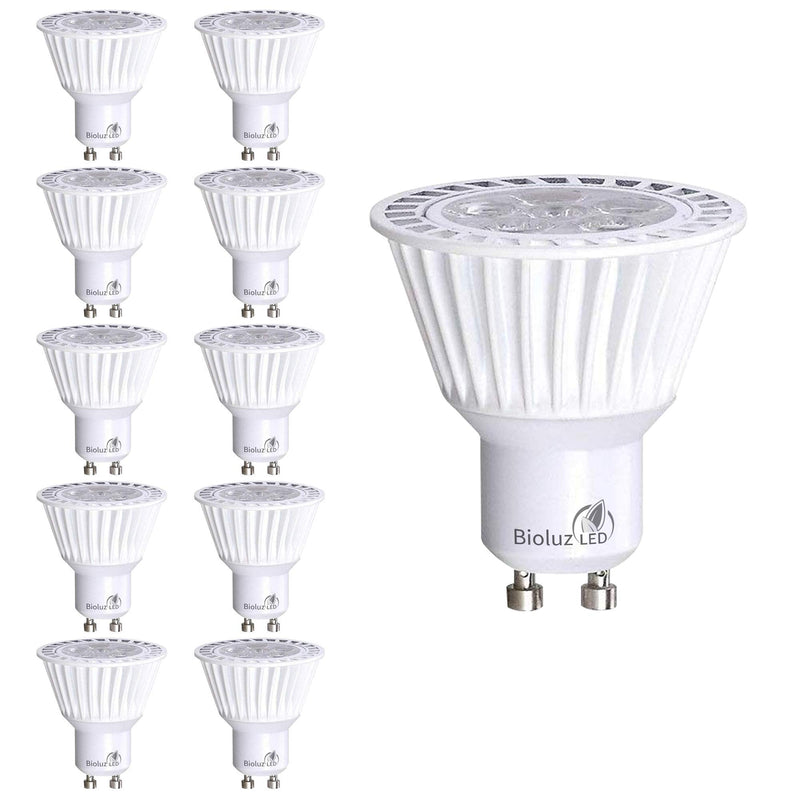 Bioluz LED 10 Pack GU10 LED Dimmable Bulbs - Commercial Grade Dimmable 3000K, 50W Halogen Replacement, 120V UL Listed Light Bulbs (Pack of 10) 10 Count (Pack of 1)