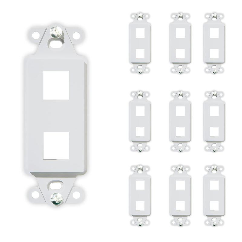 Legrand - OnQ 2 Port Decorator Outlet Strap, Wall Outlet Cover, Keystone Wall Plate, Outlet Cover for Keystone Wall Plate 2 Port, White, WP3412WH, 10 Pack Pack of 10