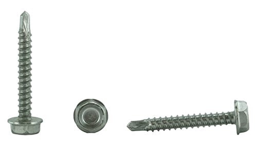 Stainless #8 x 1 Hex Washer Head Self Drilling Sheet Metal Tek Screws with Drill Point,(1/2" to 1-1/2" Length in Listing) 100 Pieces (#8 x 1) #8 x 1"