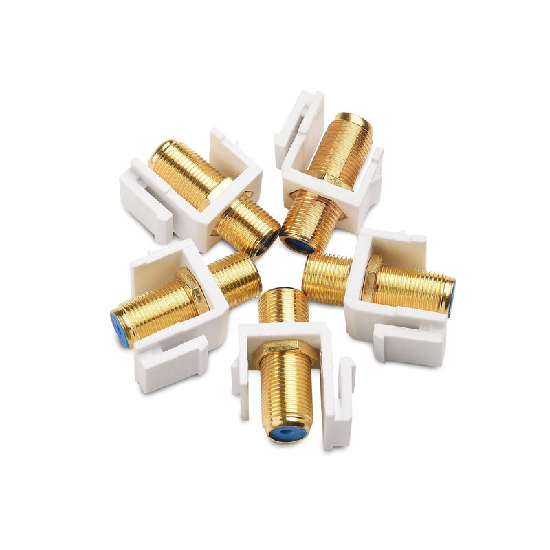 Cable Matters 5 Pack RG6 Keystone Jack Insert, Coaxial Keystone Jack Insert Gender Changer