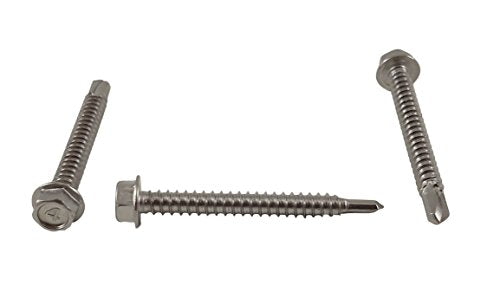 Chenango Supply #12 x 2 Stainless Hex Washer Head Tek Screws #12 X 2 INCH