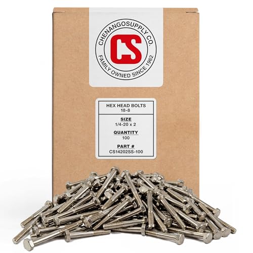 Chenango Supply 1/4-20 x 2 Stainless Hex Head Bolts 1/4 X 2"