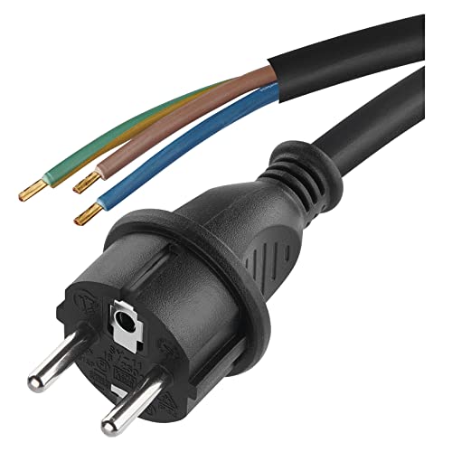 EMOS S03430 Iron Connection Cable, 3 m Cable / Connection Cable / Schuko Iron Cable Made of Rubber, 3 x 2.5 mm, H05RR-F, Black Single