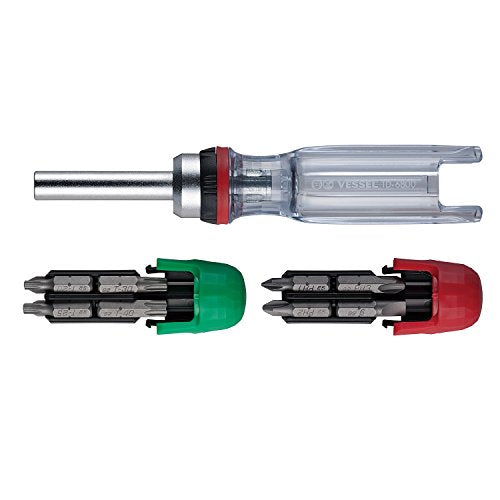VESSEL CRYSTALINE Ratchet Screwdriver with Insert Bit SET (+, TORX, HEX (16 PC. SETJ)) +, -, Torx, Hex (16 Pc. Setj)