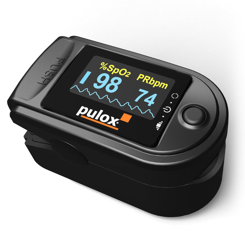 Pulse oximeter PULOX PO-200 Solo Finger Pulse Oximeter for Measuring Pulse and Oxygen Saturation on Finger | With precision indicator for reliable control of oxygen saturation, heart rate and perfusion index Black