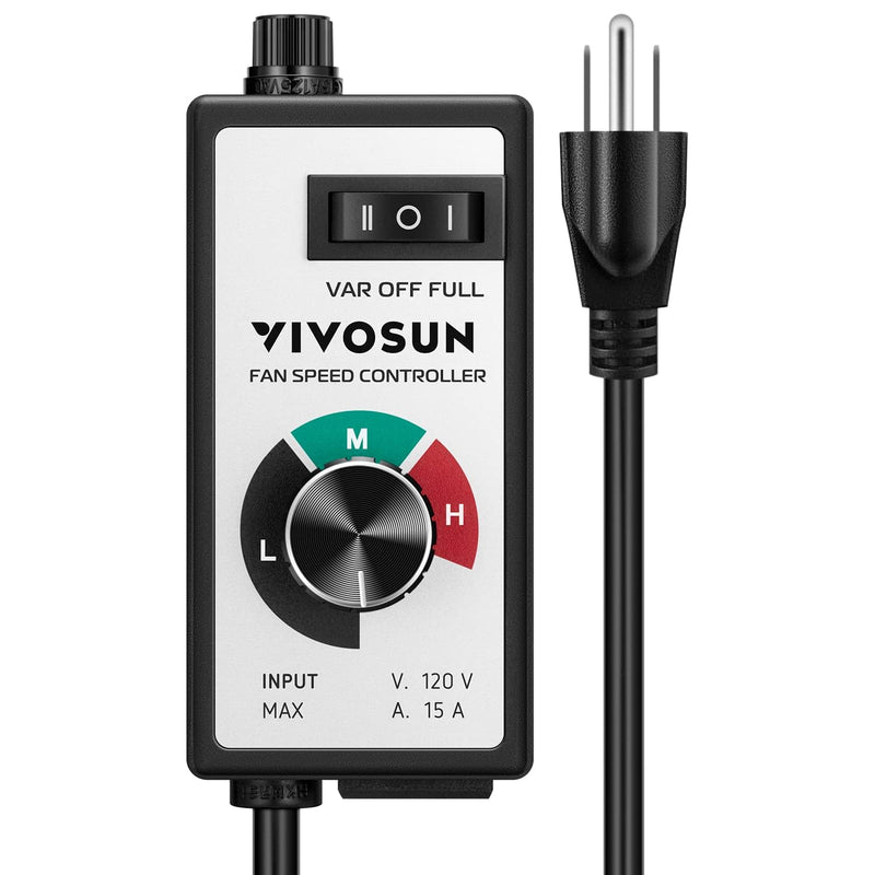 VIVOSUN Variable Fan Speed Controller, Speed Adjuster for Inline Duct Fan in Ventilation System Single Power Cord (1500W)