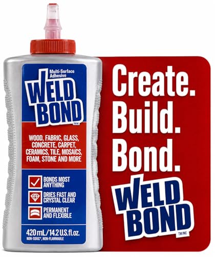 Weldbond Multi-Surface Adhesive that Bonds Most Anything! Wood Glue for Furniture Heavy Duty, Wood Glue for Woodworking, Also use for Glass Crafts Ceramic Tile Mosaic Stones & More 14.2oz / 420ml