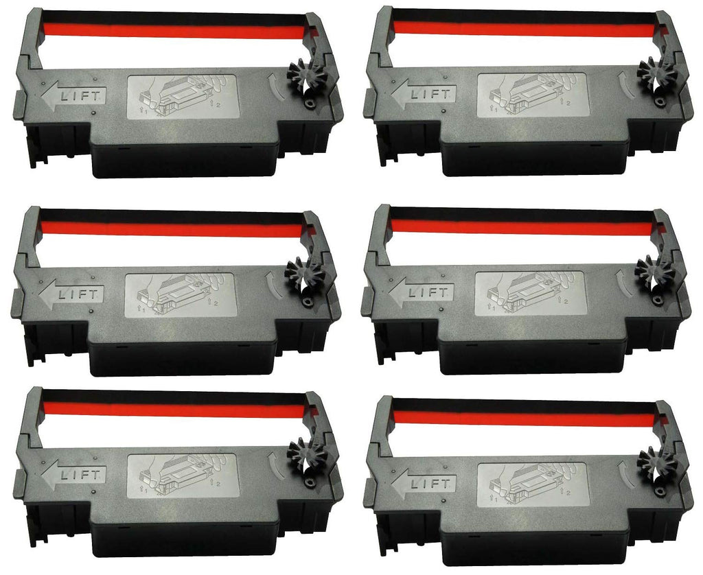 ERC 30 / 34 / 38 Ink Ribbon Cartridge Black and Red Compatible Epson TM 200, TMU 220, TMU230 Printers (6 Pack)