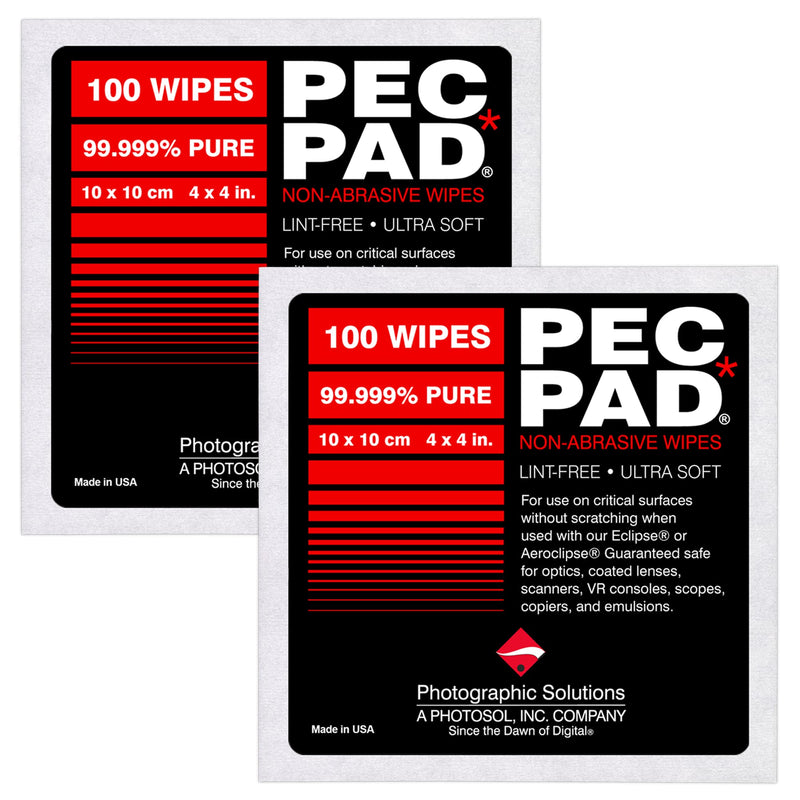 PEC-PAD Lint Free Wipes 4”x4” Non-Abrasive Ultra Soft Cloth for Cleaning Sensitive Surfaces like Camera, Lens, Filters, Film, Scanners, Telescopes, Microscopes, Binoculars. (100 Sheets Per/Pkg) 2-Pack 1 Count (Pack of 2)