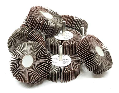 Benchmark Abrasives 3" X 1" (1/4" Shaft) Aluminum Oxide Flap Wheel - 10 Pack (60 Grit) 60 Grit