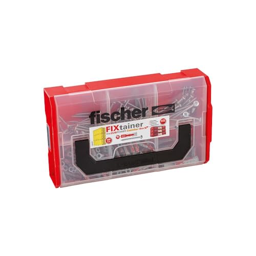 fischer FIXtainer DuoPower Electrician Assortment Box with 6x30 and 8x40 Universal Wall Anchors and TX Screws for Concrete, Hollow Materials and Drywall - 220 Anchors & 80 Screws