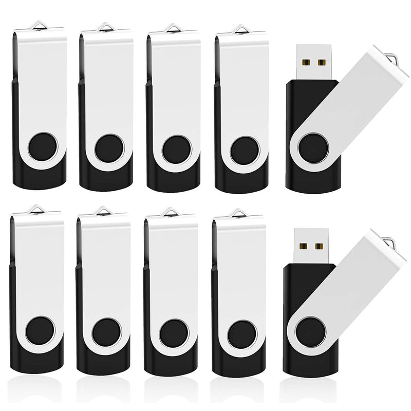 KOOTION 10 X 16 GB USB Flash Drive USB 2.0 Thumb Drive Memory Pen Stick Jump Drive Keychain Design Zip Drives Bulk (Black) 16GB Black-10 Pack
