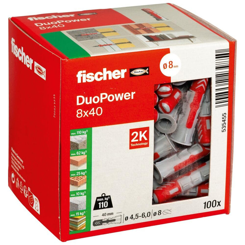 fischer Wallplug, Red/Grey, 8 mm 8mm