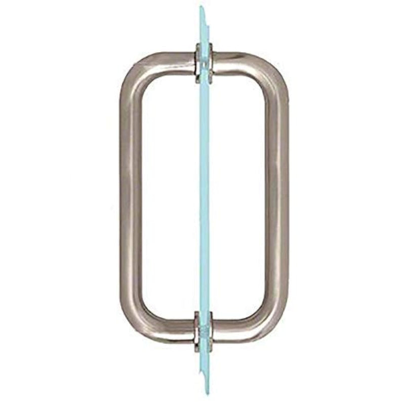 Dynasty Hardware 8" Back to Back Tubular Shower Door Pull for Frameless Shower Doors, Satin Nickel, with Trim Washers