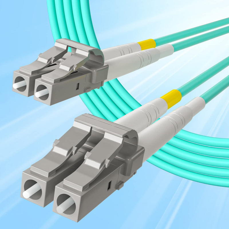 10Gtek Fiber Patch Cable - LC to LC OM3 10Gb/Gigabit Multi-Mode Jumper Duplex 50/125μm LSZH Fiber Optic Cord for SFP Transceiver, Aqua, 1-Meter(3.3ft), 4-Pack 1m