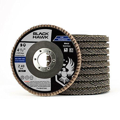 BHA 4.5" x 7/8" T27 Grinding and Sanding Flap Discs, 40 Grit - 10 Pack