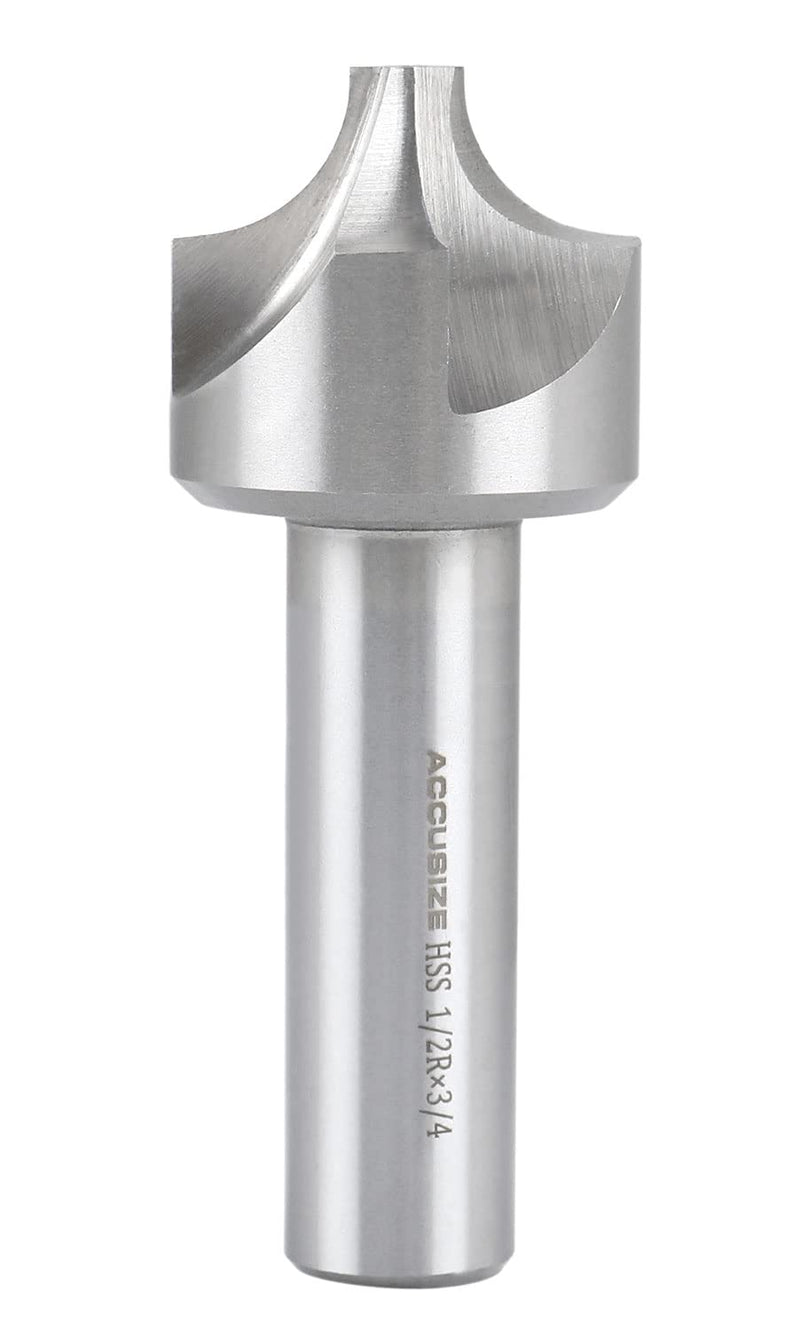 Accusize''dustrial Tools 1/2'', H.S.S. Corner Rounding End Mills, 3/4'', Shank Dia, 1-1/2'' Cutter Dia, 3-7/8'' Overall Length, 1011-1234 | H.S.S. Corner Rounding End Mills, 1-1/2" Cutter Dia, 3-7/8" Overall Length 1/2" x 3/4"(R x Shank Dia.)