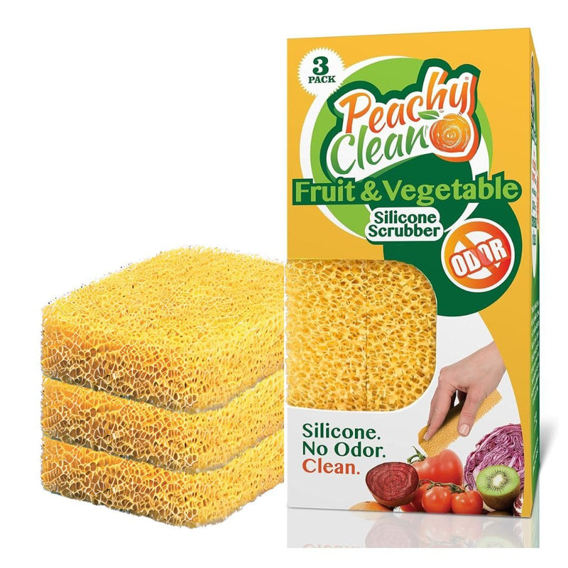 Peachy Clean Silicone Scrubber (Qty 3) - Fruit & Vegetable Scrubber