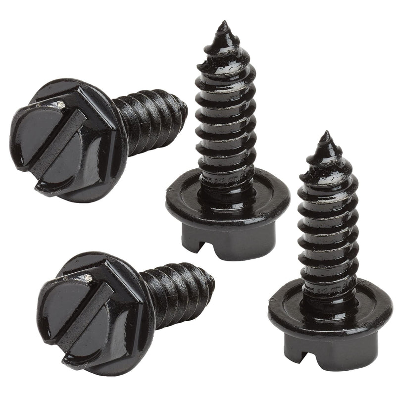 License Plate Screws with Rustproof Finish - License Plate Screw Kit for Front & Rear Plates - License Plate Bolts for Domestic Vehicles - Stainless Steel Screws for License Plates (4-Pack, Black) 4 Pack Black Zinc Plated