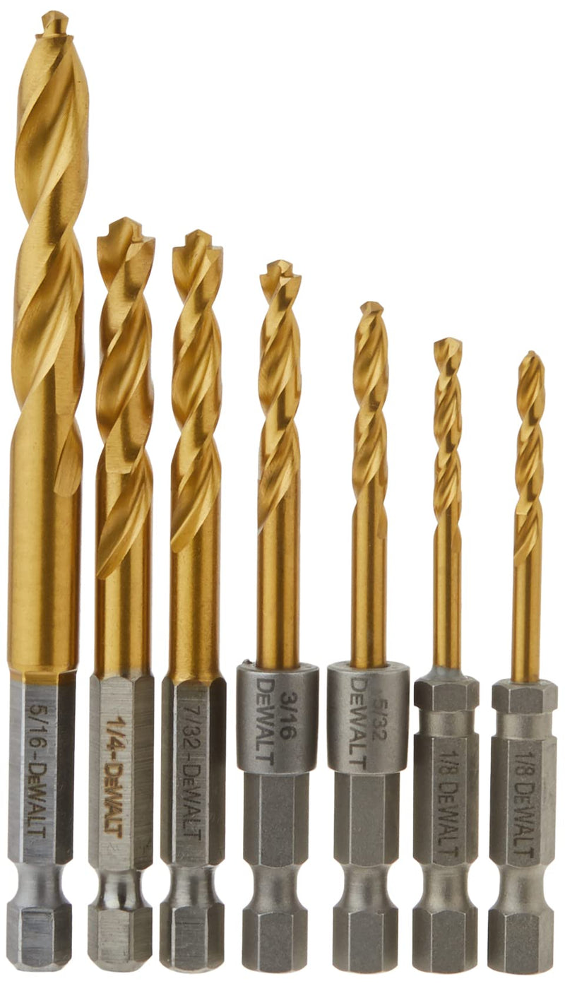 DEWALT Drill Bit Set, Impact Ready, Titanium Nitride Coated, 7-Piece (DD5157)