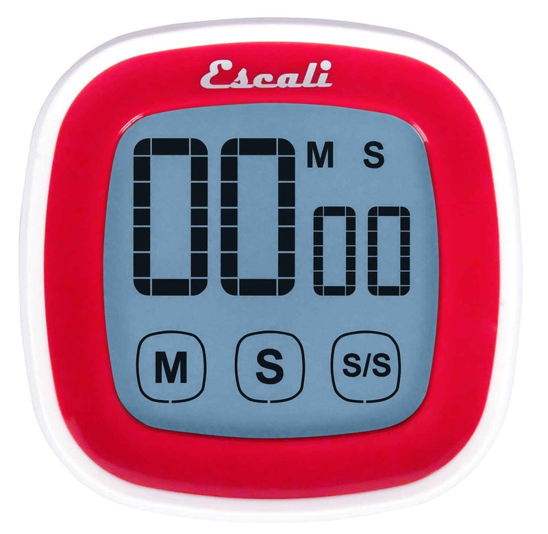 Escali Touch Screen LCD Display Digital Timer, Easy to Read and Touch Sensitive Controls Battery Saving, Red