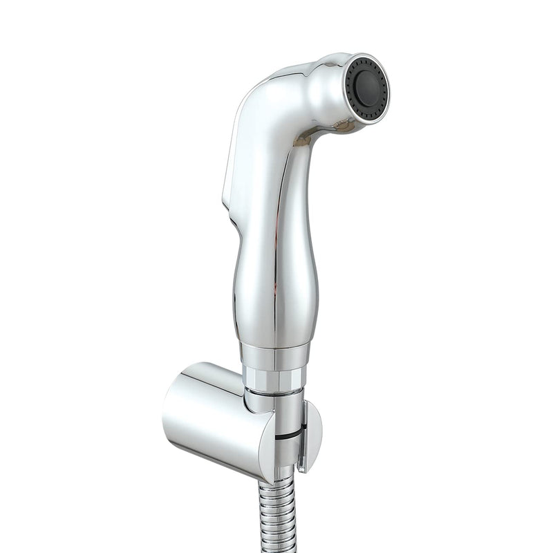 Asyas Bidet Shattaf Douche Spray Chrome Hygienic Toilet Shower Head Set | 1.2M Shower Hose abd ABS Holder Included Without T-Adapter for Toilet Bathroom Chrome bidet set without adapter