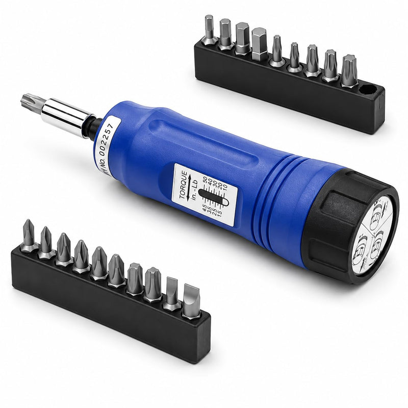 Stark USA 21pcs Adjustable Torque Screwdriver 1/4" inch Drive with Inch/Pounds Precision Measurement Shank 10-50 in/lb Bits Set & Storage Case Torque Screwdriver Kit