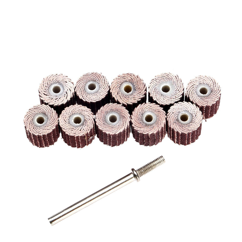 10Pcs 240# Grit Dia 3/8" 10mm Sanding Sandpaper Flap Wheel for Dremel Rotary Set