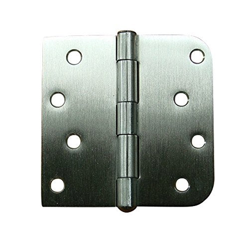 Hinge Outlet 4 Inch with 5/8 Inch Square Radius Ball Bearing Door Hinges, Heavy-Duty Steel, Removable Pin (Stainless Steel, 2 Pack) 4" with 5/8" Square Radius (Pack of 2) Stainless Steel
