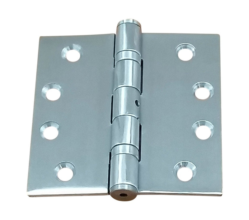 Hinge Outlet Square Ball Bearing Commercial Door Hinges, Heavy Duty Steel Non-Removable Pin (4 inch, Stainless Steel, 2 Pack) 4 Inch