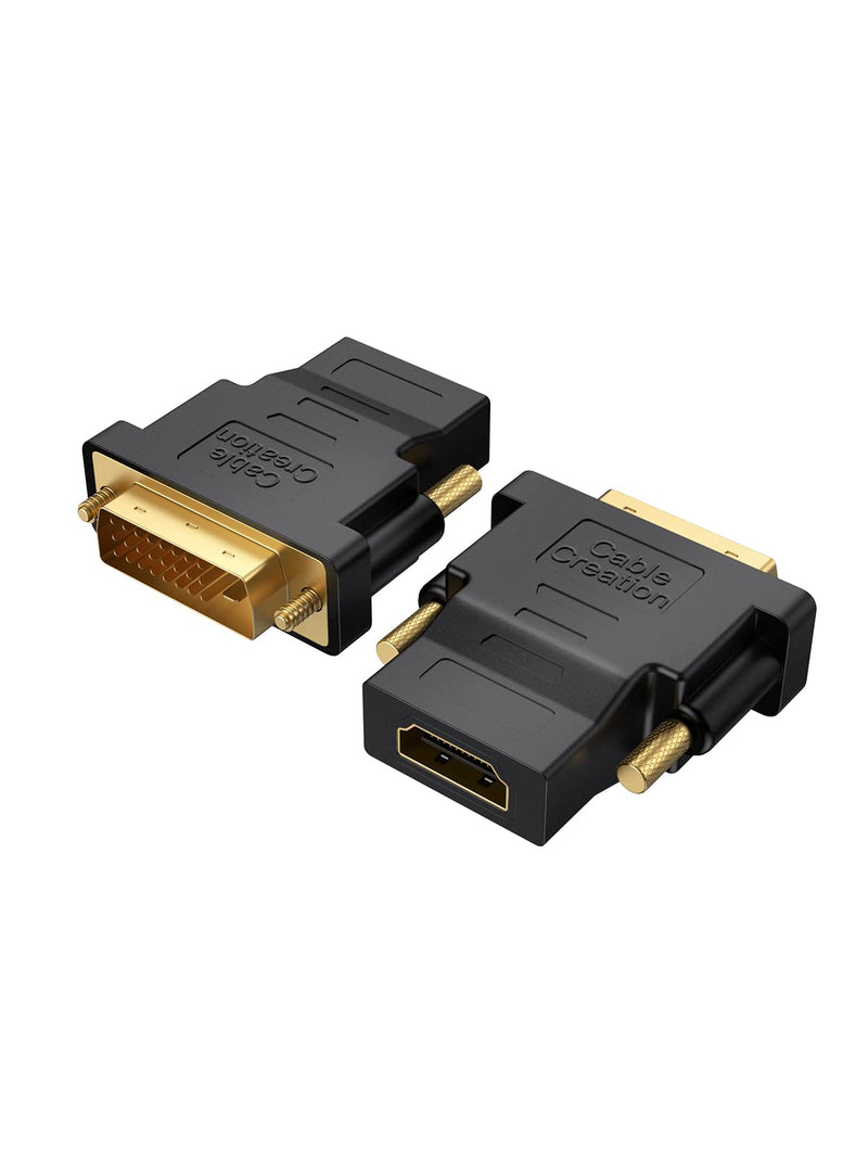 CableCreation DVI to HDMI Adapter,2-Pack Bi-Directional DVI Male to HDMI Female Converter, Support 1080P, 3D for PS3,PS4,TV Box,Blu-ray,Projector,HDTV 2-Pack Female to Male