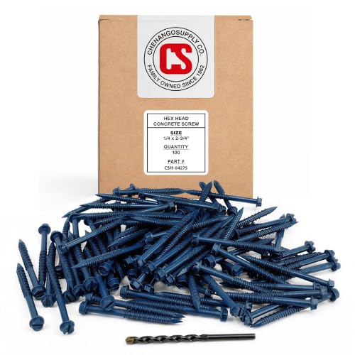 Hex Head Concrete Screw Anchor (1/4 x 2-3/4") 100 Pieces with Drill Bit (Miami-Dade Compliant) Chenango Supply