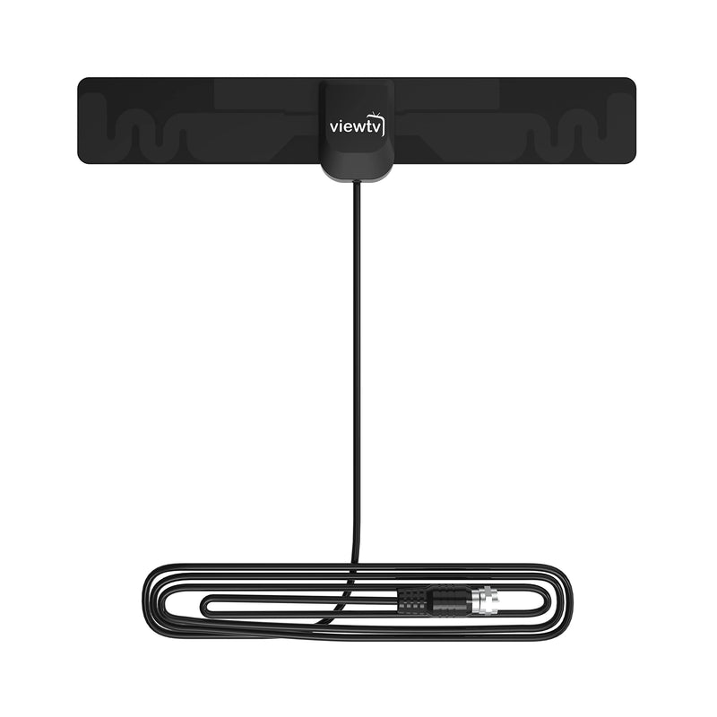 ViewTV 25 Mile Range Mini TV Antenna for Smart TV, Digital Indoor TV Antenna, Full HDTV - UHF/VHF 1080P Channels, High Performance, Lightweight - with 6.5 Foot Coaxial Cable - Black