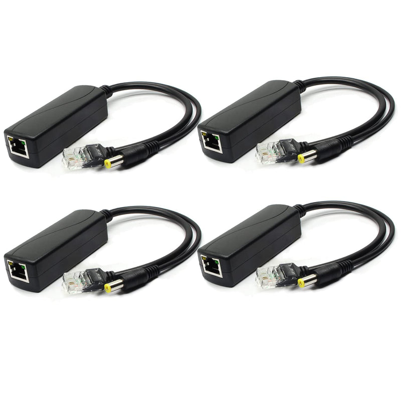 ANVISION 4-Pack Active 48V to 12V PoE Splitter Adapter, IEEE 802.3af Compliant, 10/100Mbps, for IP Camera AP Voip Phone and More